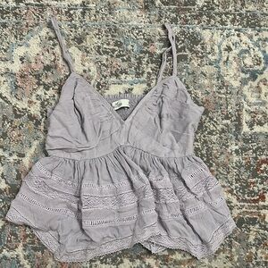 Hollister Lavender Lace Trim Crop Top